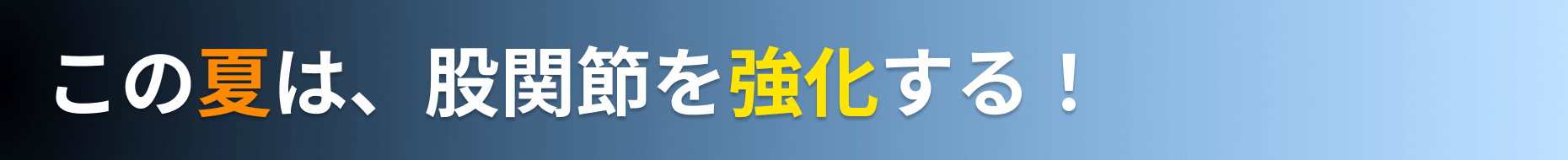 この夏は、股関節を強化する