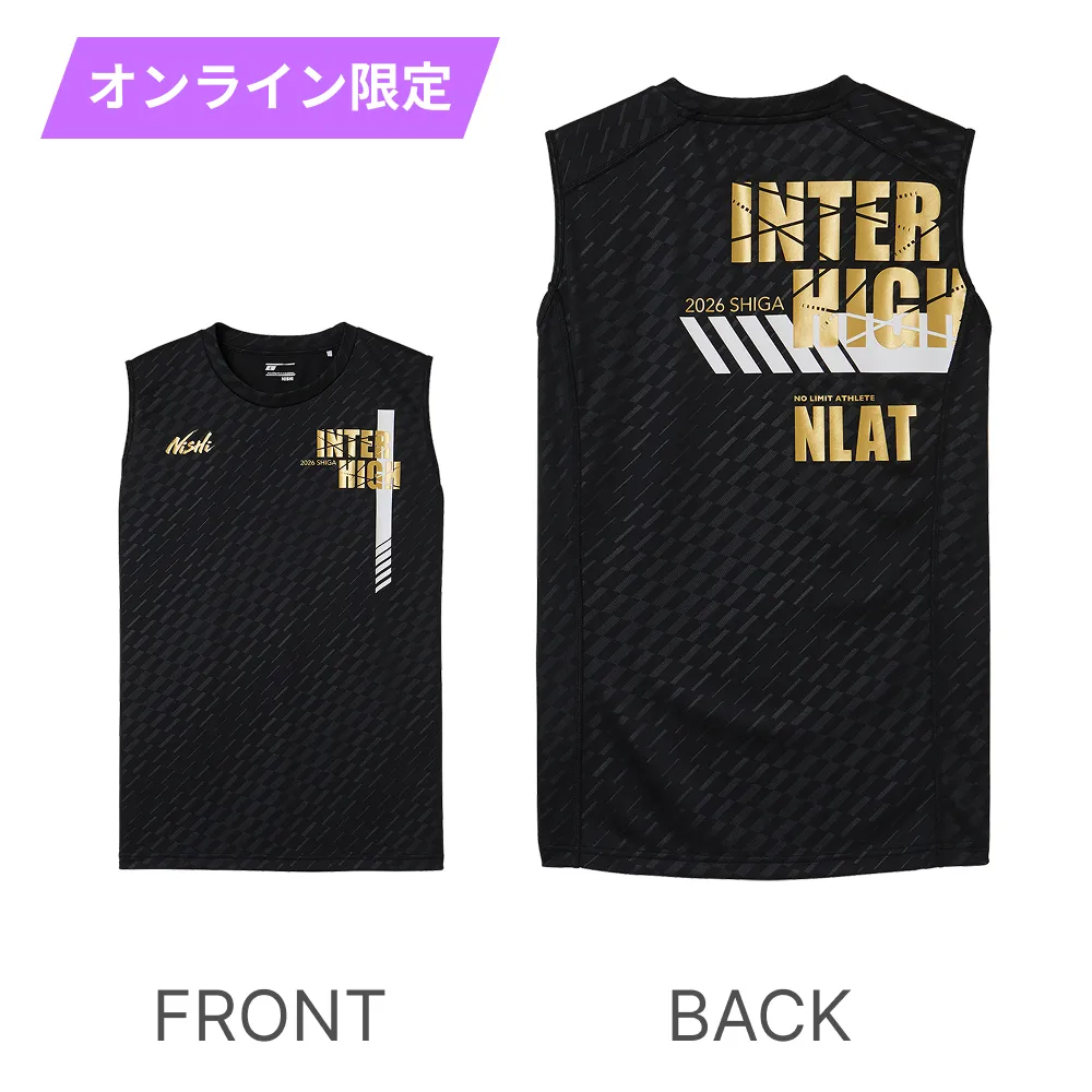 記念スリーブレステックシャツA ブラック×ゴールド